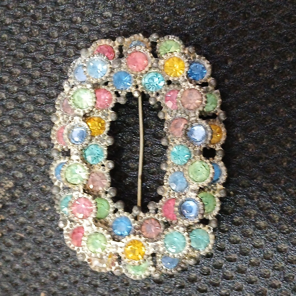 Multicolor Vintage Crystal Brooch